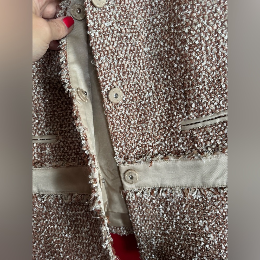 #410-NWT- Jones New York Gorgeous Cream/Gold Tones Textured Blazer MSRP $199 - Picture 3 of 7